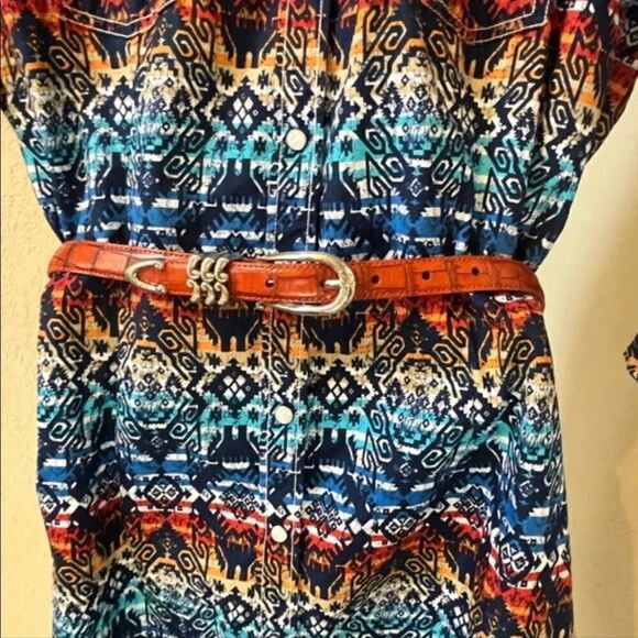 Panhandle Rough Stock western print pearl snap dress sz Large - Picture 7 of 11